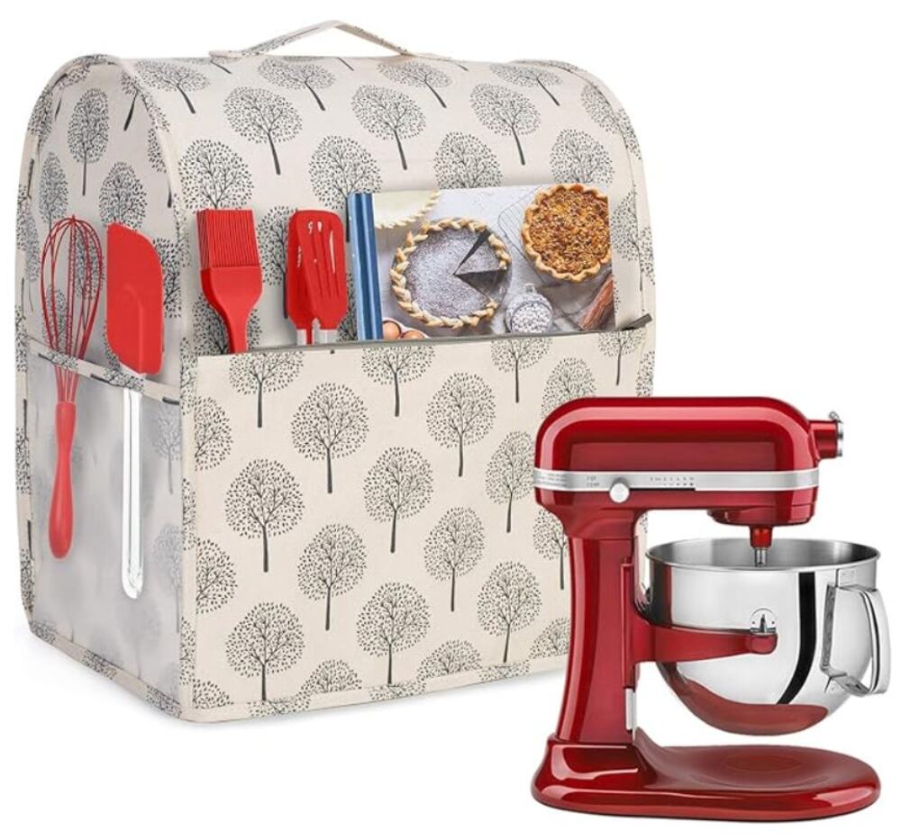 Stand Mixer Dust Cover with Side Pockets, Compatible with KitchenAid Mixer- Tree